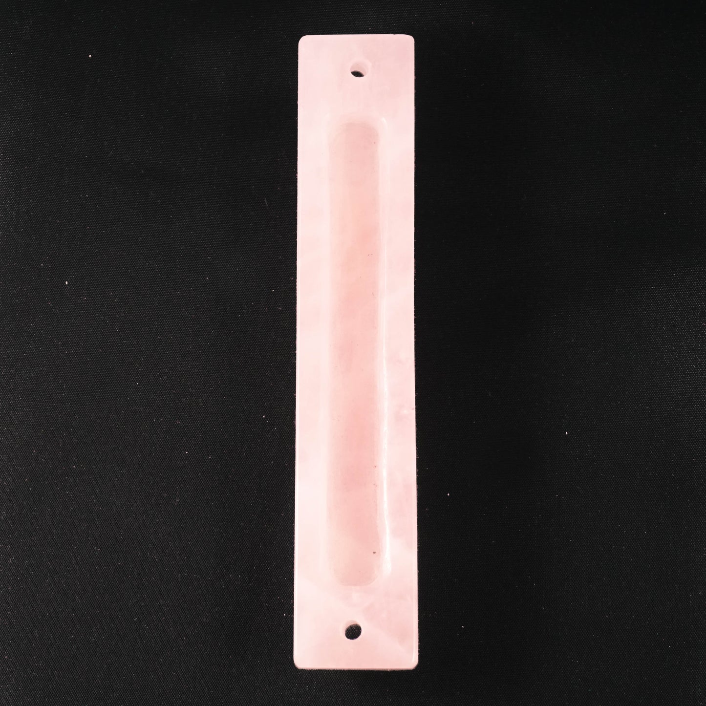 Pink Mezuzah Case- Carved Pink Quartz Stone- Silver