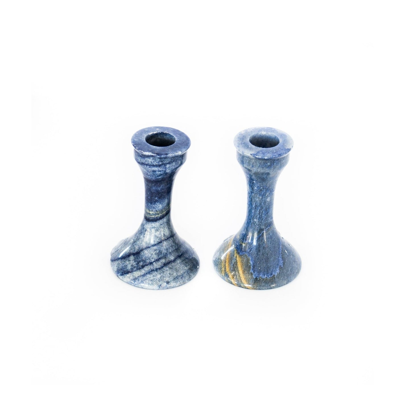 Shabbat Candlestick Holders- Round- Sodalite- Blue and White