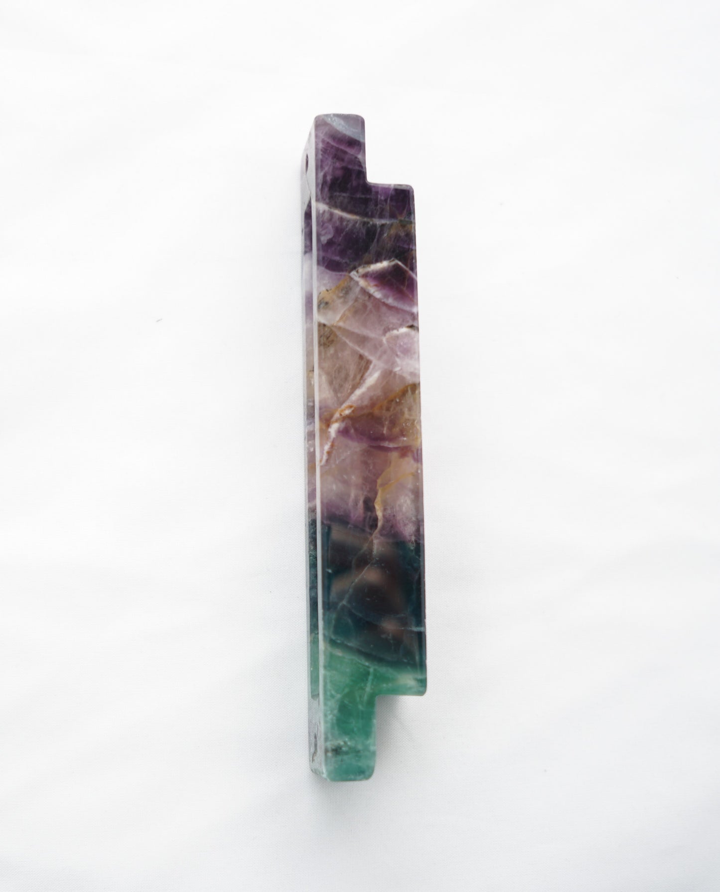 Tri-Color Mezuzah Case-Blank-Carved Fluorite Stone