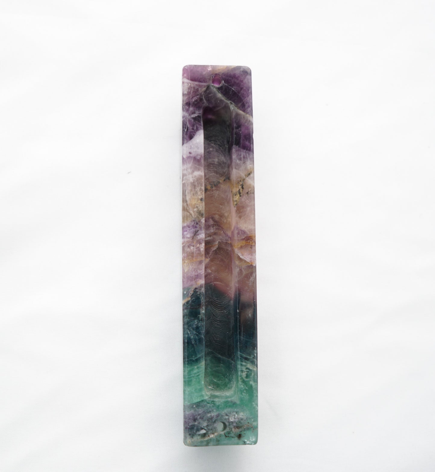 Tri-Color Mezuzah Case-Blank-Carved Fluorite Stone