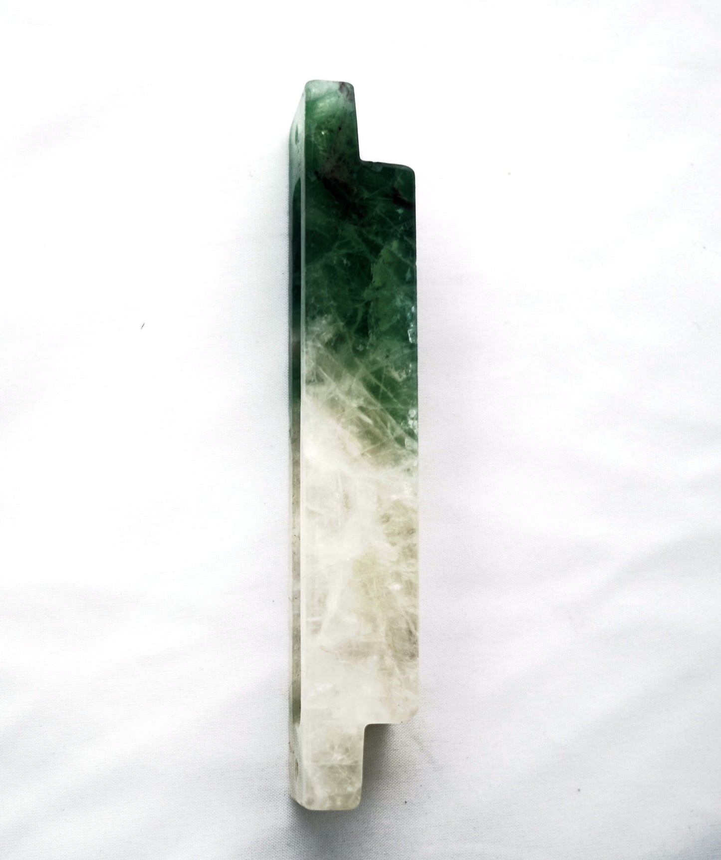 Green and White Mezuzah Case-Silver-Carved Fluorite Stone