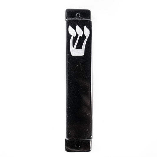 Black Obsidian Mezuzah Case with Silver Shin
