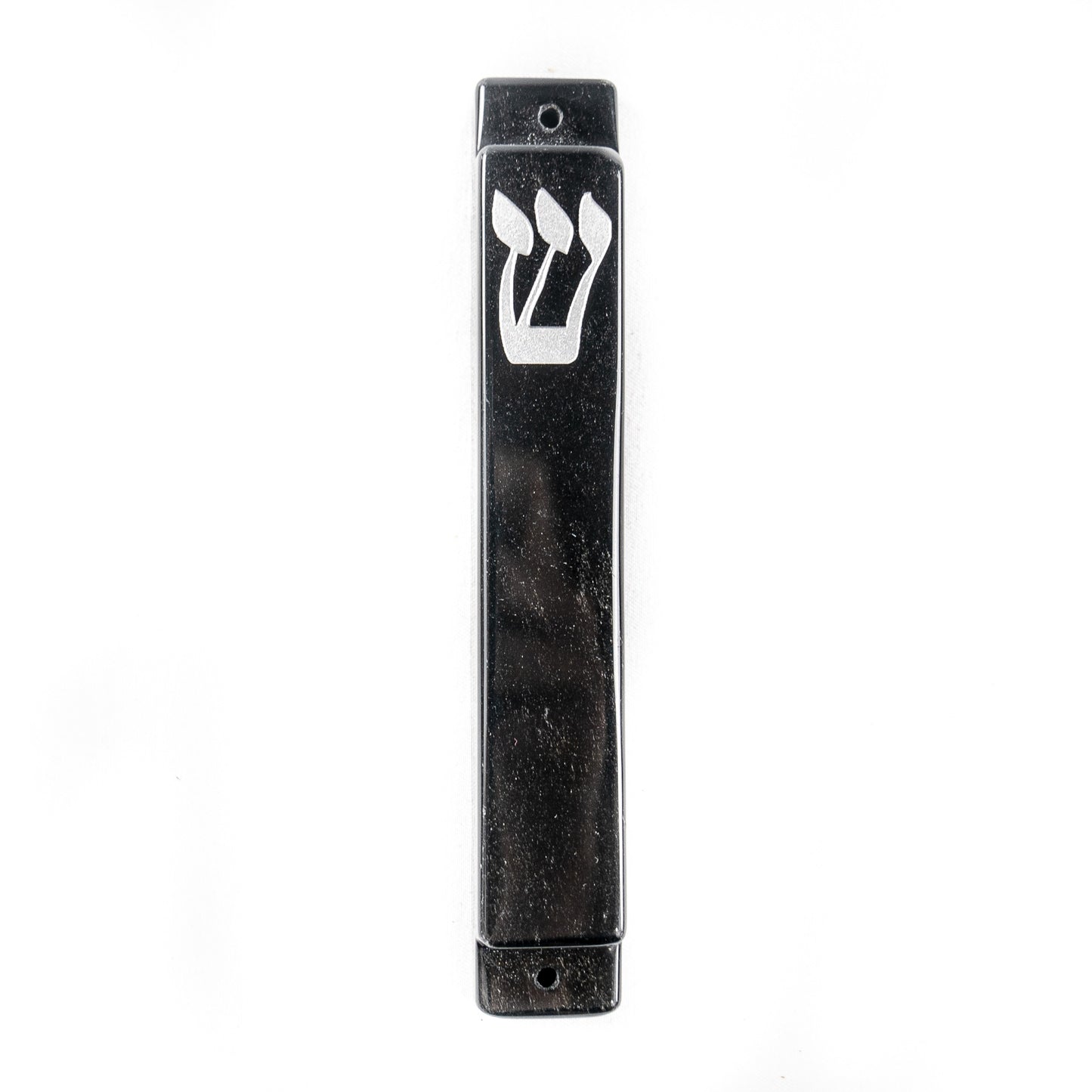 Black Obsidian Mezuzah Case- Silver Resin- Large