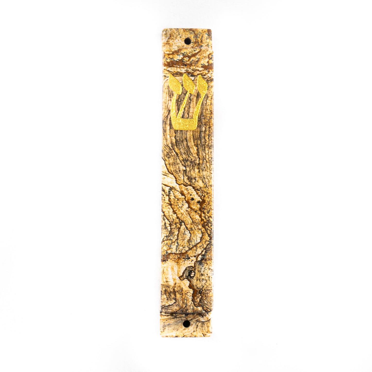 Picture Jasper Mezuzah Case- Gold Resin- Large