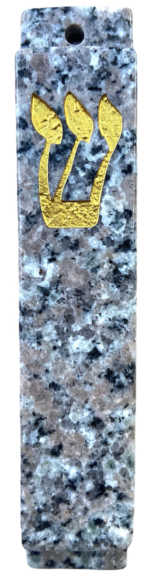 Black and White Mezuzah Case-Gold-Marble
