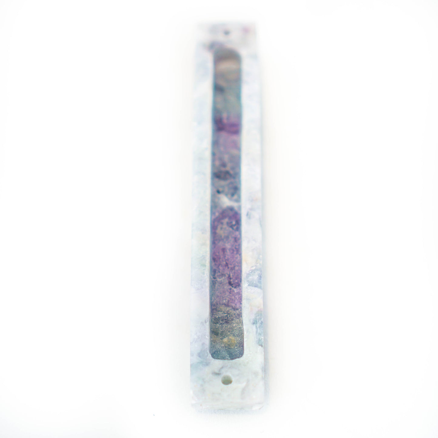 Light  Purple Fluorite Mezuzah Case- Multi Color- Silver