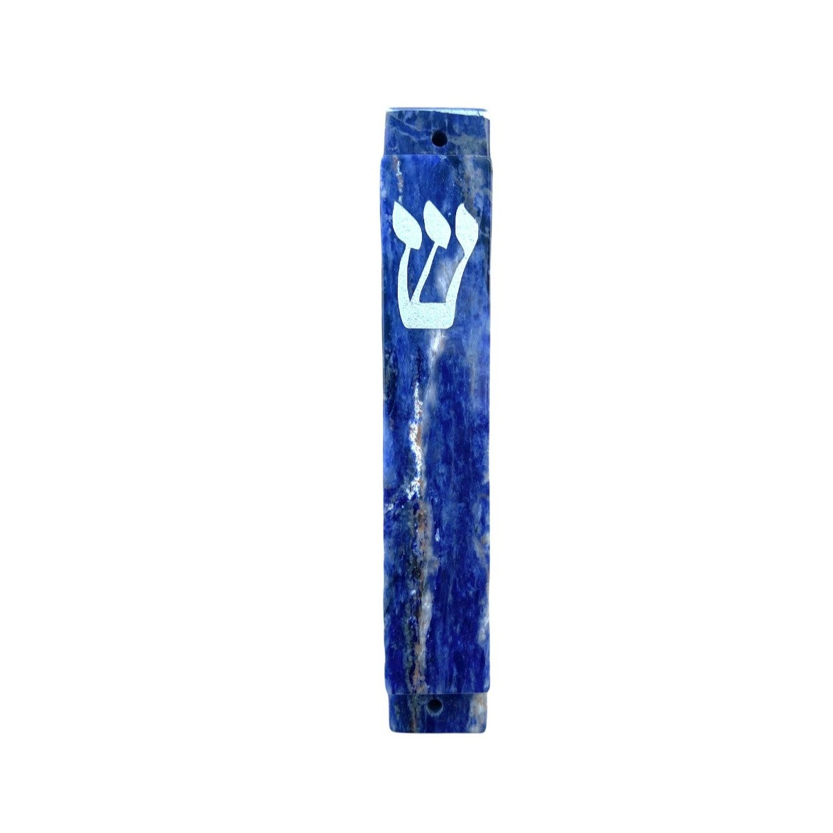 Blue and White Large Mezuzah Case-Silver- Sodalite